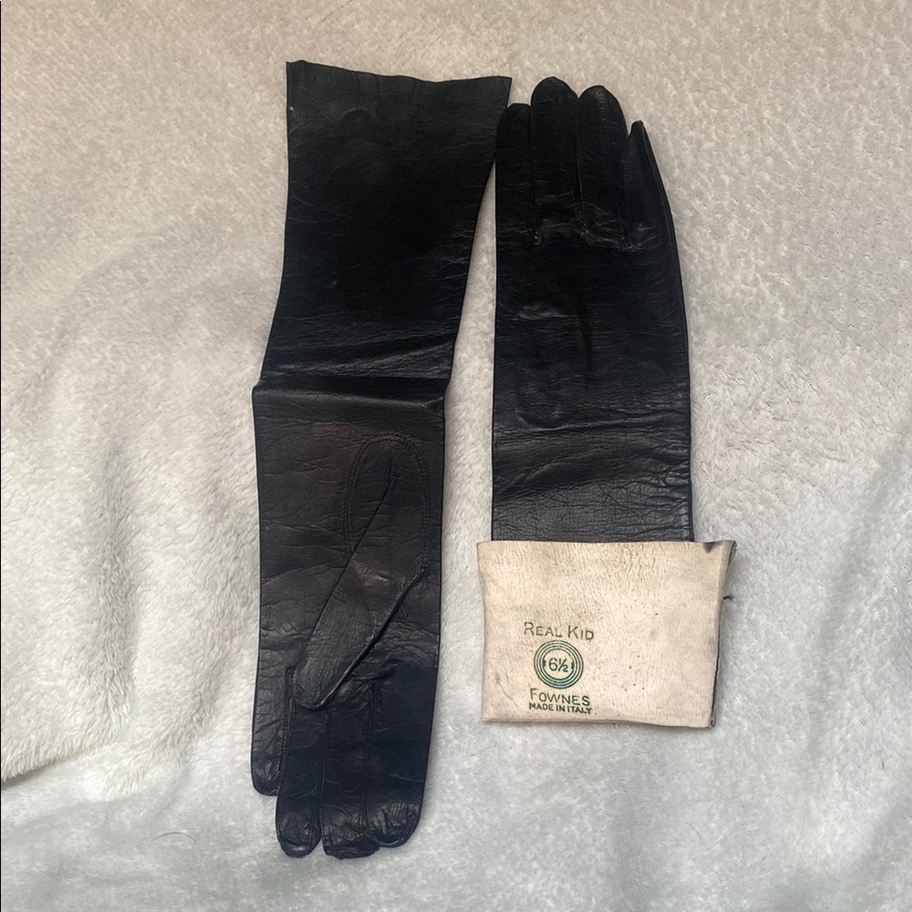Vintage Italian Black Leather Gloves